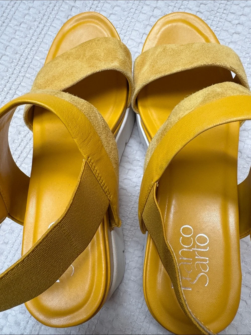 Franco Sarto Yellow Suede Strap Platform Sandals - Picture 3 of 7